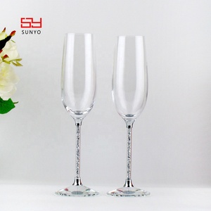 Elegant Luxury High Quality Handmade Customized Tulip Shaped Silver Rim <strong>Champagne</strong> Glass <strong>Flutes</strong> For Party - Product Image 1
