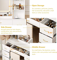 Commode de chambre à coucher en bois durable et moderne, de couleur blanche, avec éclairage LED intégré