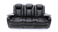 Geeksofa Siège de canapé inclinable en cuir électrique pour cinéma maison avec télécommande pour porte-gobelet