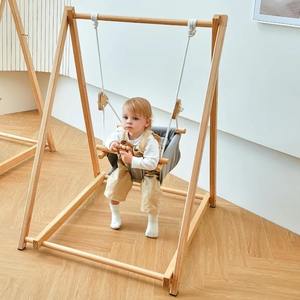 Balançoire en bois pour bébé, équipement de jeu intérieur/extérieur, ensemble de balançoire sécurisé pour tout-petits, pour la maison, le jardin, la crèche, jouet Montessori, mobilier - Product Image 4