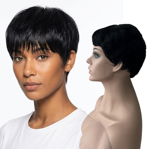 <span class=keywords><strong>Perruque</strong></span> Pixie Vintage Cheveux Brésiliens Remy Bob Court avec Bonnet Tissé Fabriqué à la Machine Sans Lacet (Vente en Gros Sans Colle) - Product Image 1