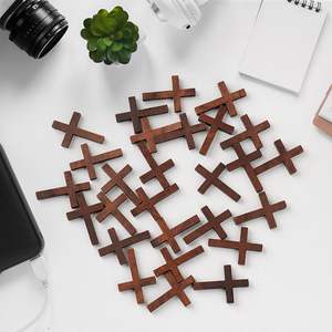 Kalung Gelang gantungan kunci DIY dekorasi kerajinan Halloween Paskah lintas agama kayu polos warna cokelat Mini - Product Image 5