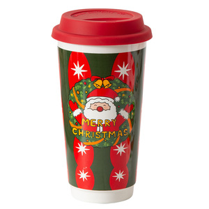 Gran oferta, tapa de silicona, taza de árbol de Navidad, taza de árbol de Navidad bonita, taza de Navidad de cerámica con tapa para regalos, decoración del hogar - Product Image 1