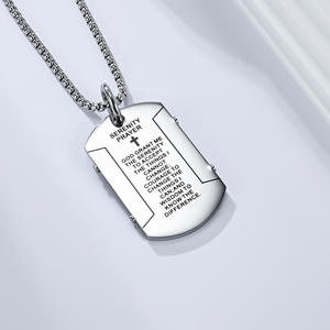 <b>Titanium</b> Steel Military Tag Necklace For Men Serenity Prayer Pendant Stainless Steel <b>Chain</b> Street Style Fashion Accessory - Product Image 4