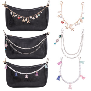 Trendy Seashell Starfish Bear Gemstone Pendant Pearl Bag Chain <b>Charms</b> For <b>Handbag</b> Decor Gift Zinc Alloy - Product Image 1