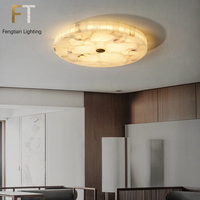 Plafonnier LED circulaire de luxe en cuivre au design moderne, avec abat-jour simple, lampe de plafond, matte, style chinois, pour une chambre à coucher ou d'étude