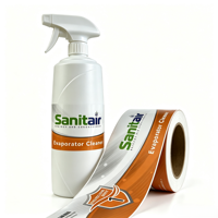 Rouleau d'étiquettes personnalisées imprimées pour nettoyant d'évaporateur Sanitair, autocollants en vinyle imperméables pour climatisation HVAC, parfumés et auto-adhésifs