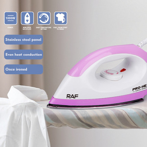 Fer à repasser à sec 1000W, semelle antiadhésive, thermostat réglable, chauffe rapide, corps rose, prise UK, pour vêtements et linge domestique - Product Image 3
