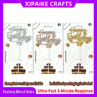 Fabrikpreis 3D Plastik Happy Birthday Cake Topper Sechseckiger Rahmen Kursivschrift Geburtstagstorten-Dekoration Party-Feier