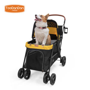 للبيع بالجملة عربات كلاب فاخرة 4 عجلات خفيفة الوزن قابلة للطي متينة قابلة للتعديل ظلال نوافذ شبكية عربة ذات سعة كبيرة - Product Image 3