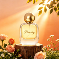 Flacon pulvérisateur de parfum en verre carré plat rechargeable de luxe élégant 30ml 50ml 100ml avec couvercle rond