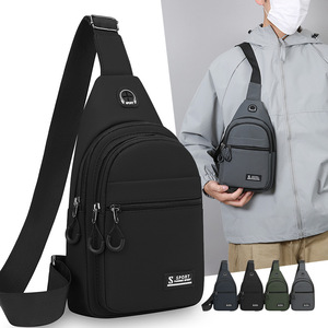 S Sport Men's Chest Bag Large Capacity Crossbody Bag For Outdoor Travel Black Gray Blue Military Green Solid Color - Product Image 1