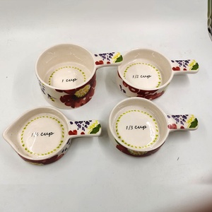 <strong>Measuring</strong> <strong>Cup</strong> <strong>Set</strong> of 4 Print <strong>Measuring</strong> TOOLS Dog Food <strong>Measuring</strong> <strong>Cup</strong> Powder <strong>Measuring</strong> Ceramic Flower Design Custom Sustainable - Product Image 4