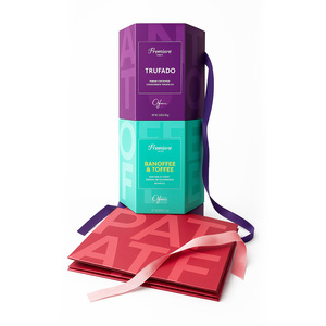 Foglio di oro rosa personalizzato che timbra esagonale pieghevole scatola di carta rigida cieca imballaggio con nastro colorato - Product Image 6