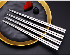 Sang Trọng Hàn Quốc Phẳng Thép Không Gỉ Đũa Đặt Bền Vững Hộ Gia Đình Nhà Hàng Đảng Mì Ăn Liền Đũa Bộ Sưu Tập - Product Image 3