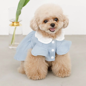 <strong>Dog</strong> Dresses Blue Spring Fashion Frocks Cowboy Short Sleeve Dresses Button Down <strong>Dog</strong> <strong>Dressing</strong> <strong>Gowns</strong> - Product Image 5