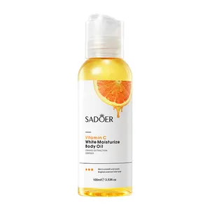 Private label SADOER Natural vitamin C Whitening Brightening SPA Body Massage Oil for dry damaged skin care