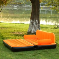 Sofá cama inflable barato, sofá plegable doble flocado para niños, sofá cómodo para exteriores para balcón, Picnic