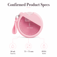 Botol Semprot Kartu Bulat Pink 20 mL PETG dengan Gantungan Kunci dan Tali Pergelangan Tangan untuk Kemasan Cairan Parfum Kosmetik
