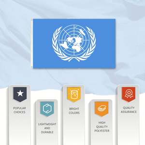 Bandera de las Naciones Unidas de 3x5 pies, poliéster, para uso internacional, con ojales de latón, para interior/exterior, colores vivos, decoración para el hogar y jardín - Product Image 4