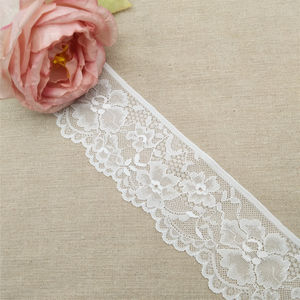 Fancy Flower Decoration Knitted Elastic Spandex/Nylon Lace Trims 2''-2.875'' Width for <b>Garments</b> <b>Bags</b> Home Textiles Available - Product Image 5