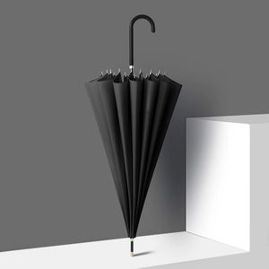 24K 16k poignée incurvée grande taille Double renforcé épaissi robuste cadre en fibre résistant au vent <span class=keywords><strong>parapluie</strong></span> de pluie d'affaires pour hommes - Product Image 5