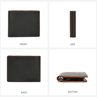 Dompet Kulit Pendek Lipat Dua MARRANT Vintage, Dompet Koin Depan, Tempat Kartu Kulit, Dompet Kulit Asli untuk Pria