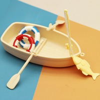 Modèle de mini-bateau en plastique, accessoires pour poupées Elfes, jouet souple DIY, ensemble de bateaux gonflables, bouée de natation, bateau de pêche pour la décoration