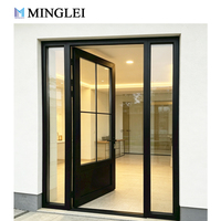 Puerta de Entrada de Aluminio de Estilo Europeo Moderno, Certificada por NFRC, Puerta Exterior Abatible con Triple Acristalamiento