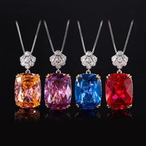 Wholesale Polished Eco-friendly <b>Copper</b> Jewelry 15*20mm Cubic Zirconia Anti Tarnish Simple Pendant Necklace for Women Party Gift - Product Image 4