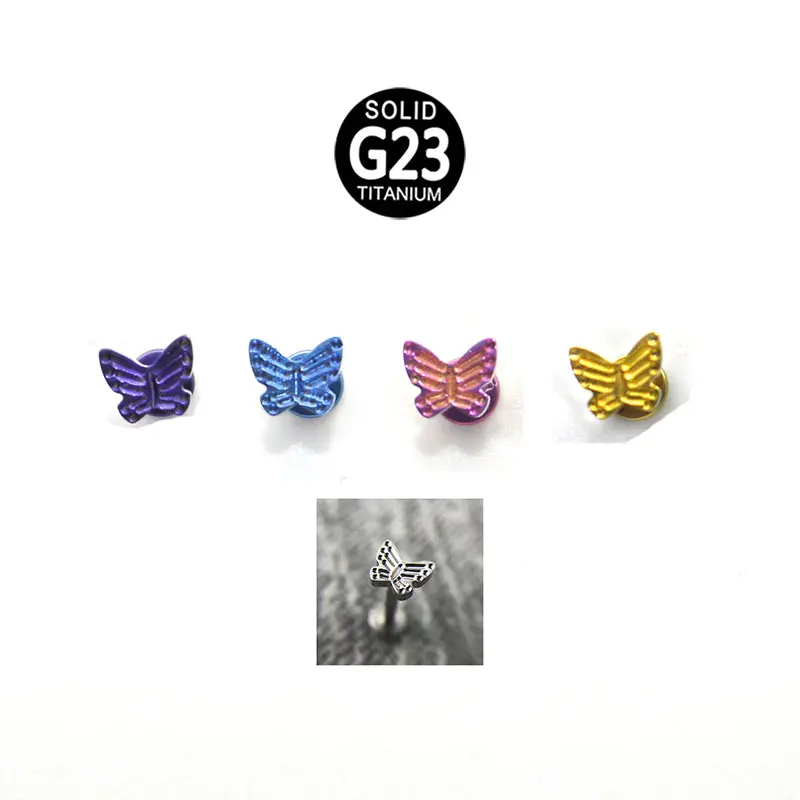 G23 Titanium Escultura Inseto Titanium Liga Corpo Humano Punção Ornamento Orelha Borboleta Ear Studs