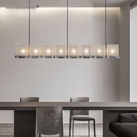 Restaurant-Pendelleuchte, Luxuriöse Moderne Minimalistische Bar-Tischlampe, Nordischer Stil Lange Streifenlampe aus Schwarzem Acryl