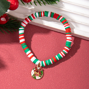 Bracelets porte-bonheur de Noël en pâte polymère avec pendentif Père Noël, bijoux unisexes, cadeau, origine Yiwu, sertissage en alliage de zinc - Product Image 4
