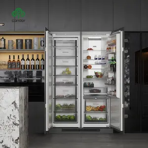 Candor Custom 1770(H)* 556(W)* 545(D) มม. สร้างขึ้นในตู้เย็นตู้แช่แข็งเคียงข้างกันสำหรับตลาดสหรัฐอเมริกาการออกแบบที่ทันสมัยหรูหรา