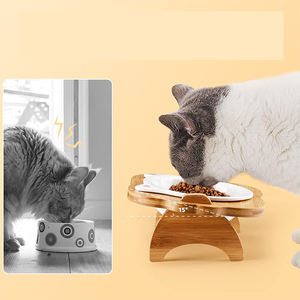 Comedouro <span class=keywords><strong>Pet</strong></span> Elevado de Bambu Ajustável e Personalizável com Suporte de Madeira WDF Campeão de Vendas - Product Image 2