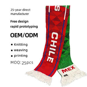 Bufanda de Fútbol Personalizada al por Mayor para la Copa <span class=keywords><strong>Mundial</strong></span> de Fútbol, Equipo Nacional de Chile, Suave, Cálida, con Diseño Argyle y Letras, Duradera - Product Image 1