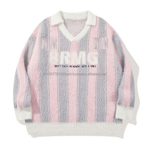 Suéter Casual de Otoño 2026, Diseño New Jersey, Estilo Vintage, Suave, con Rayas y Solapa, para Hombre y Mujer - Product Image 2