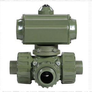 Vanne à bille pneumatique à action double COVNA HK57-T 3 voies, type double union, en plastique UPVC - Product Image 3