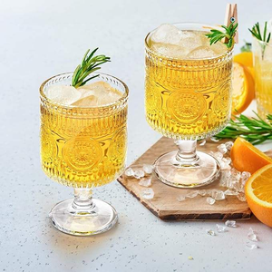 2oz 60ml Estilo Vintage Old Fashioned Alívio Padrão Girassol Óculos Curto Stem Copos de Sobremesa de Vidro para Sorvete Milkshake - Product Image 1