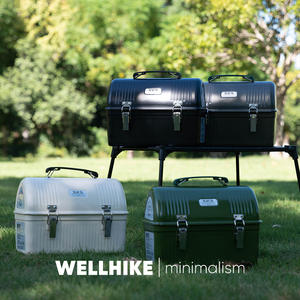 กล่องเก็บของโลหะแบบพกพา กล่องใส่อาหารกลางวันสำหรับตั้งแคมป์ ชุดกาแฟชา กล่องจัดระเบียบกันน้ำสำหรับใช้งานกลางแจ้ง - Product Image 2