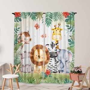 <span class=keywords><strong>Tende</strong></span> per Finestre a Tema <span class=keywords><strong>Safari</strong></span> nella Giungla per Bambini e Bambine, con Animali della Foresta in Stile Acquerello, per Soggiorno, Camera da Letto, Asilo Nido - Product Image 1