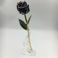 Cadeau de la Saint-Valentin, décoration d'intérieur, rose véritable préservée en résine dorée de 30 cm, artisanat en métal, cadeau d'anniversaire