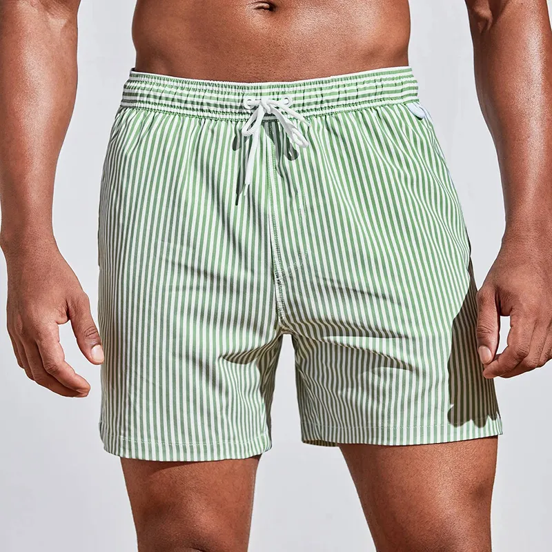 Zomer Oversized Unisex Blanco Spandex / Polyester Shorts Casual Gestreepte Strandkleding Strandshorts