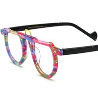 Gafas de acetato multicolor, diseño de marca Wome, montura de gafas redondas, gafas ópticas, gafas transparentes