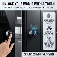 Serrure à empreintes digitales EVERGOOD noire à bouton, serrure cylindrique à empreintes digitales en alliage de zinc pour tiroirs et armoires de classement et de rangement