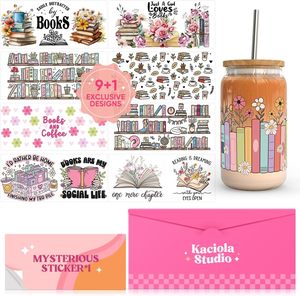 Vinilos UV DTF personalizados para vasos de 16 oz <span class=keywords><strong>con</strong></span> temática de amantes de los libros, pegatinas UV DTF para transferir por fricción, pegatinas para vasos Libbey de 16 oz, manualidades. - Product Image 1