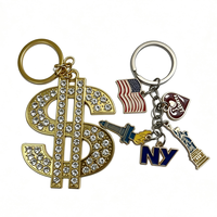 Nouveau porte-clés en alliage de zinc avec signe dollar émaillé, style hip-hop, cadeau créatif personnalisé pour les fêtes