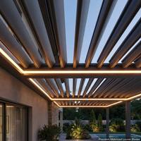 Pergola bioclimatique en aluminium avec toit à lames motorisées, éclairage LED intégré, commande intelligente pour balcon, villa, jardin