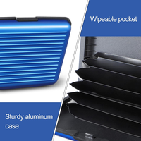 Casing saku kartu berwarna logam aluminium, tempat dompet kartu kredit ID Bisnis tahan air untuk pria dan wanita