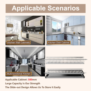 <span class=keywords><strong>Mueble</strong></span> de <span class=keywords><strong>Cocina</strong></span> Moderno con Despensa Integrada, Acero Inoxidable 201, Escurridor de Platos de 2 Niveles, Cestas Colgantes de Alambre - Product Image 4